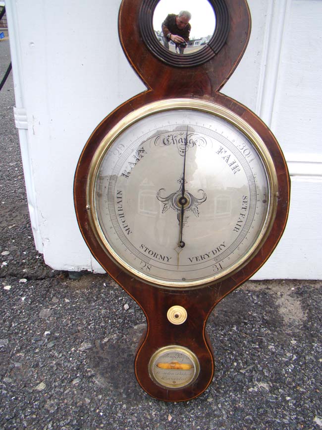 A 19th century mahogany veneered banjo barometer by Anthony Pozzi circa 1830-1850 — image 2